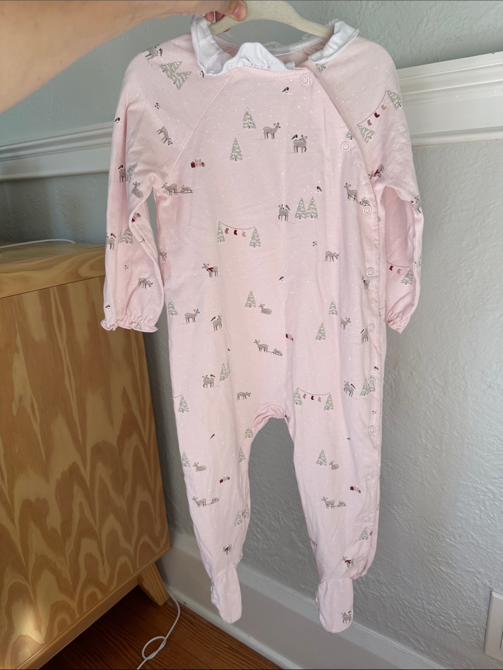Pink Holiday Forest Footed Baby Pajamas